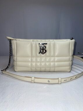 Burberry Lola Quilted Leather Shoulder Bag in Cream